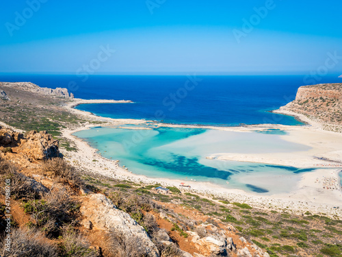 Kreta, Grecja: laguny Balos rajski widok na plażę i morze
