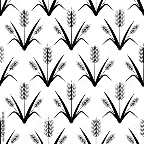 Vector of seamless pattern with barley grass arranged in geometric style. Design for textile, fabric, decoration, wallpaper, wrapping, scarp book, and packaging.