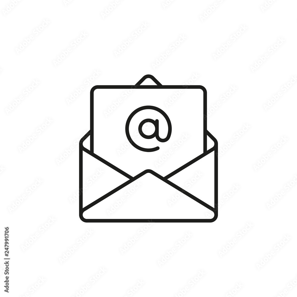 Outline email icon. Open envelope with a letter. Vector Outline email icon. Open envelope with a letter. Vector