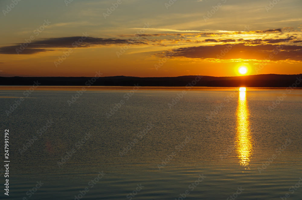 sunset on the river