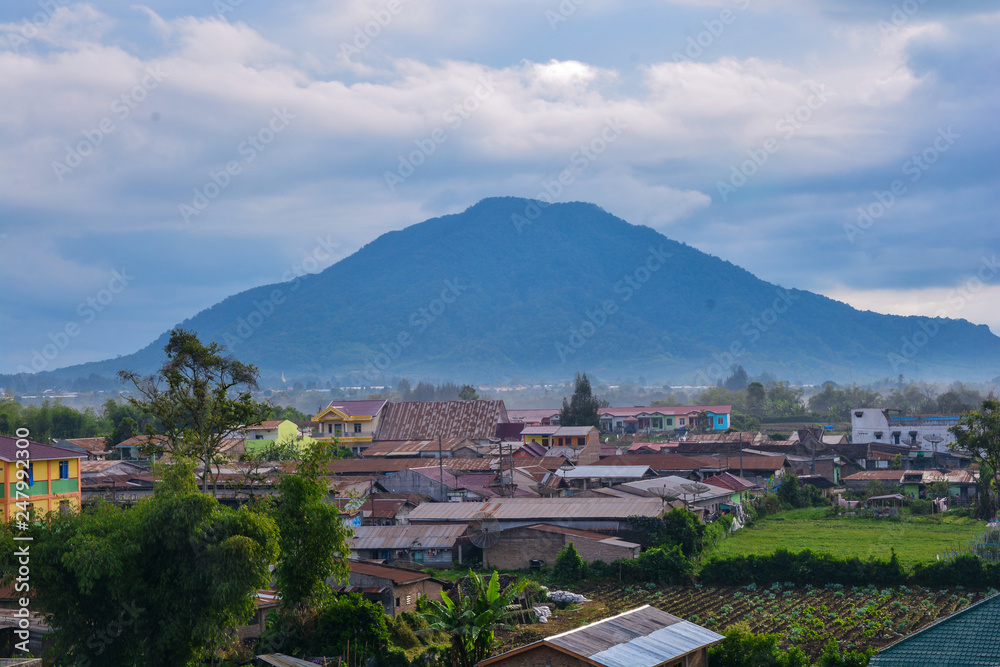 Sinabung Sibayak active volcano mountain in Berastagi, Medan, North Sumatra, Indonesia
