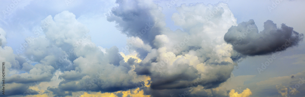 Gray rainy sky with big clouds. Nature background. Gray rainy sky with big clouds. Nature background.