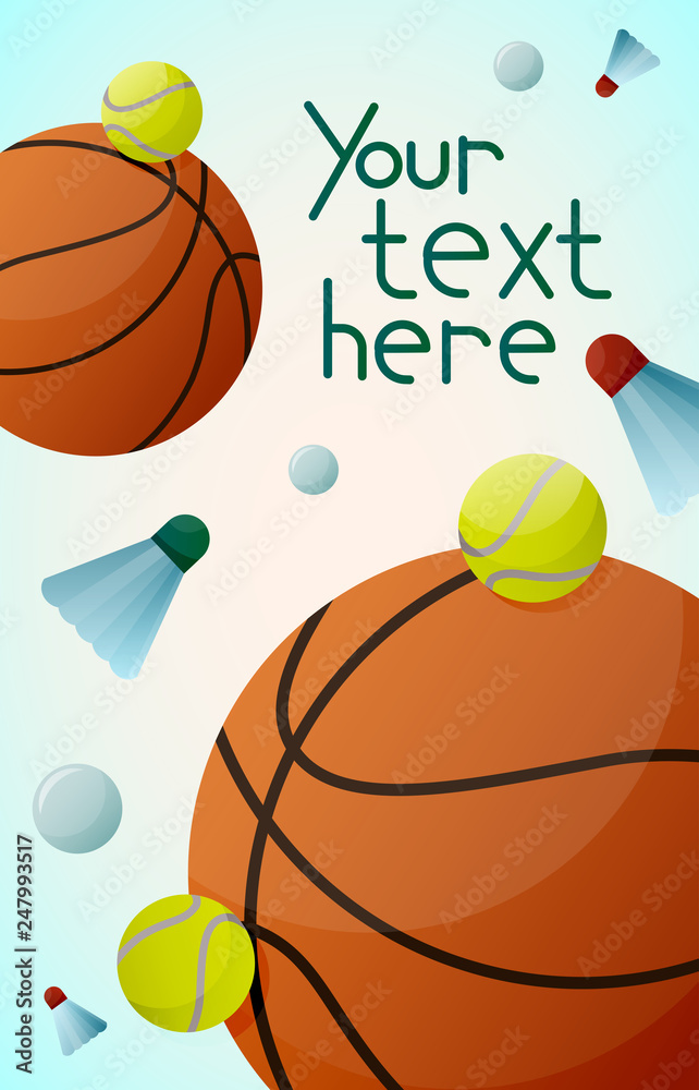 Poster with sports equipment and balls 