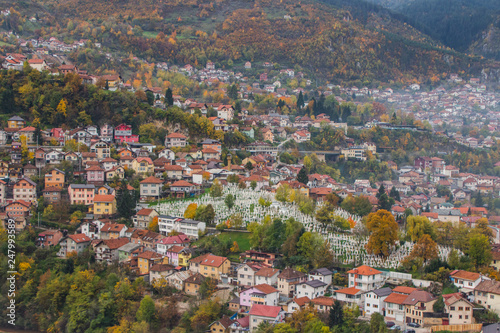 Top view of the Baščaršija is Sarajevo's old district and the historical and cultural center of the city. Bosnia and Herzegovina  © Shyshko Oleksandr