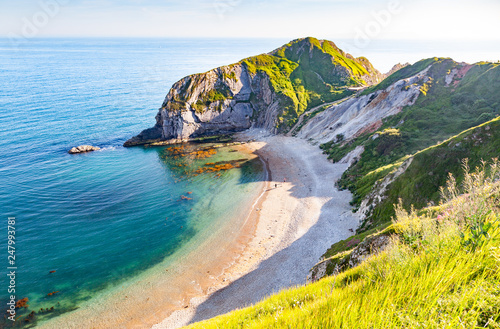 aerial view of Jurassic Coast of  Dorset,  UK- British summer holiday destination photo