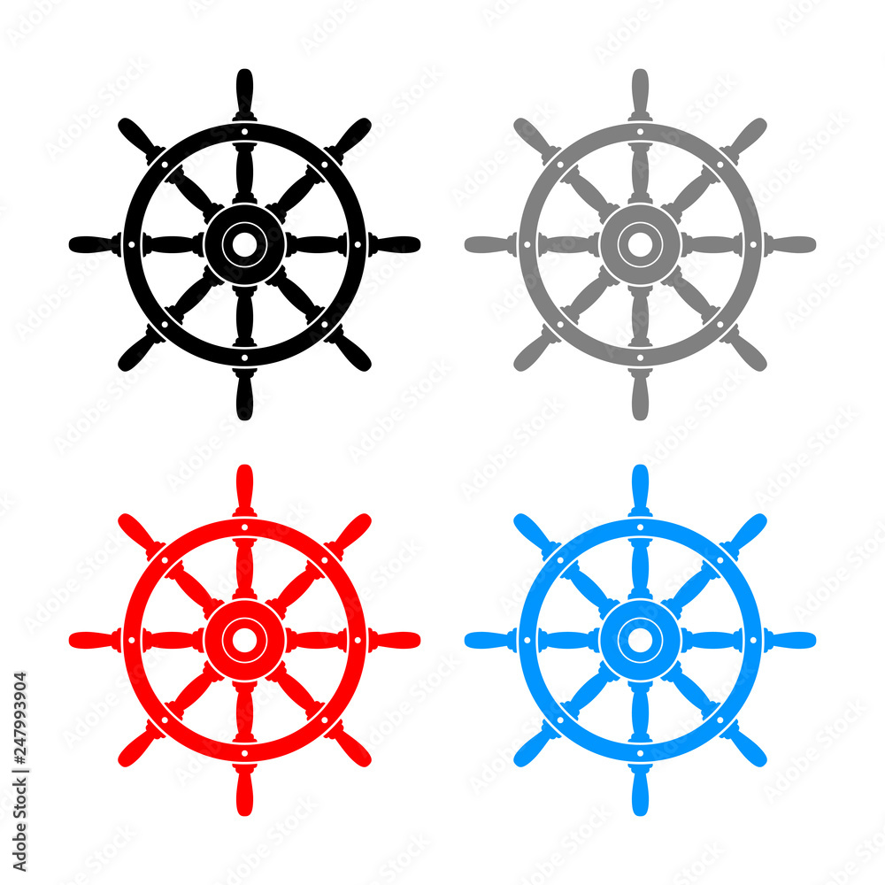 Obraz premium Rudder vector icons on white background