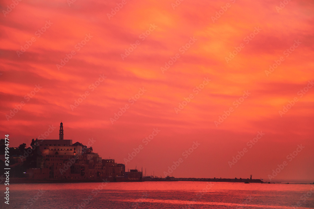 Old Jaffa port at sunset (Tel-Aviv-Yafo, Israel).