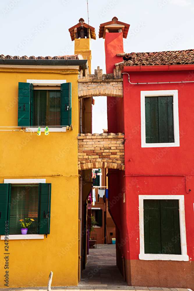 Casas en Burano, Italia.