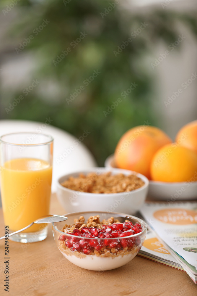 Healthy breakfast served on table at home. Fitness diet Healthy breakfast served on table at home. Fitness diet