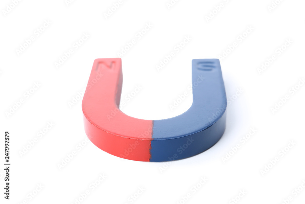 Red and blue horseshoe magnet isolated on white Red and blue horseshoe magnet isolated on white
