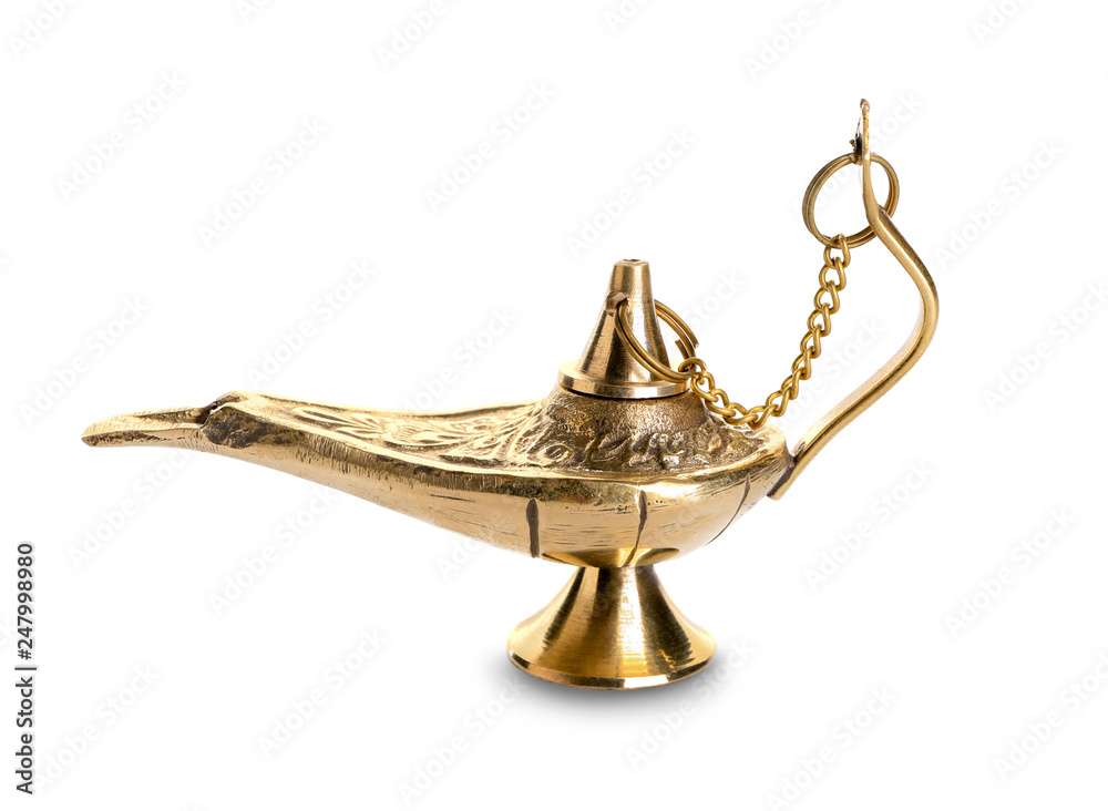 Aladdin lamp of wishes on white background Aladdin lamp of wishes on white background