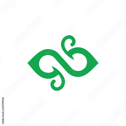 curves loop curly green leaf logo