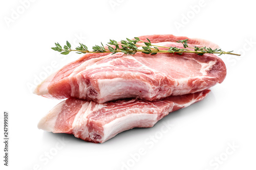 Tasty raw meat on white background