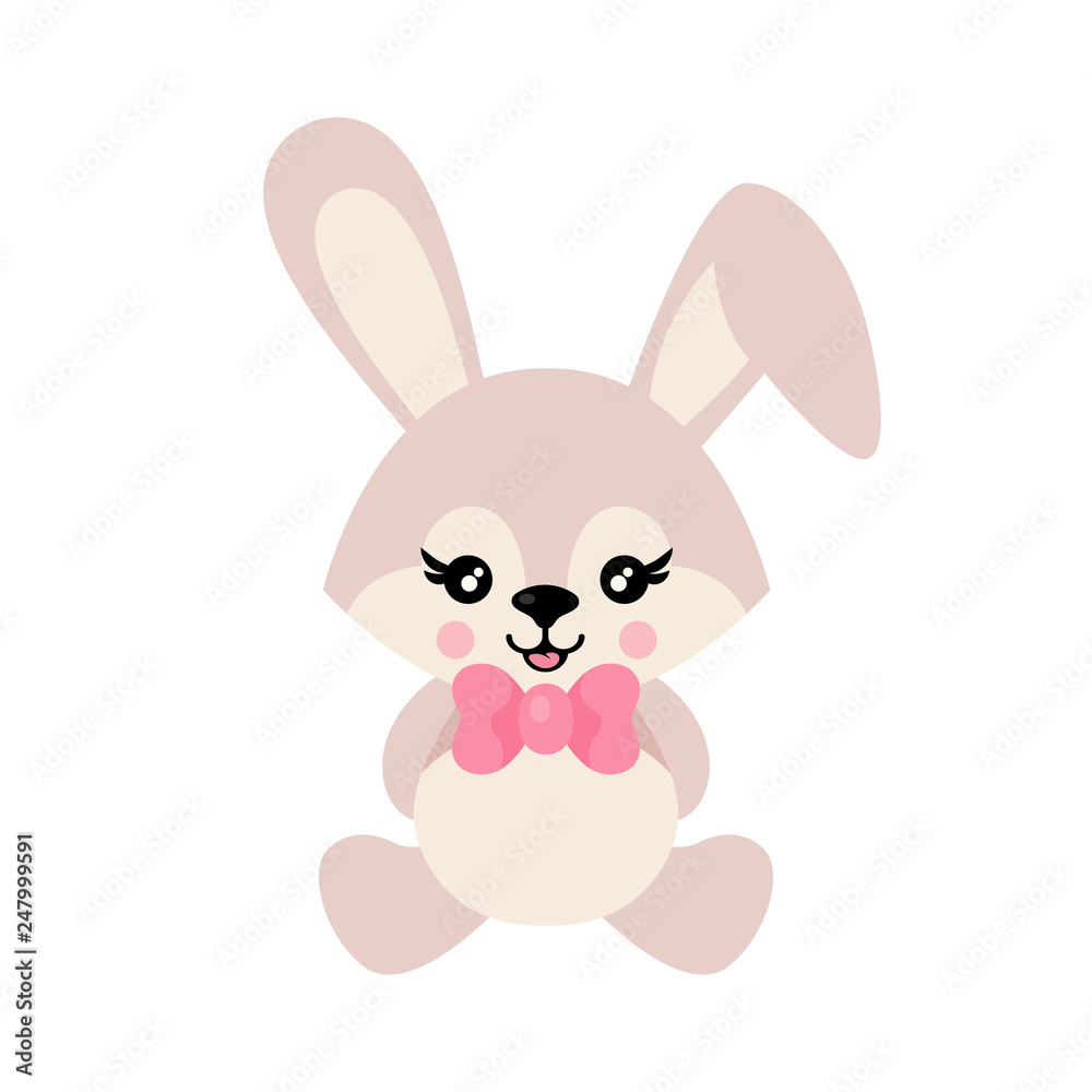cartoon cute bunny with tie sits vector cartoon cute bunny with tie sits vector