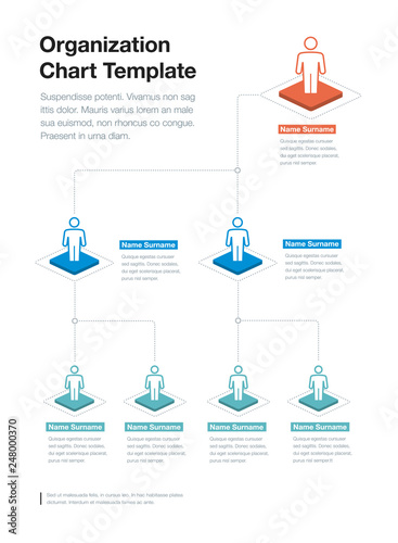 Simple company organization hierarchy chart template with place for your content. Easy to use for your website or presentation.