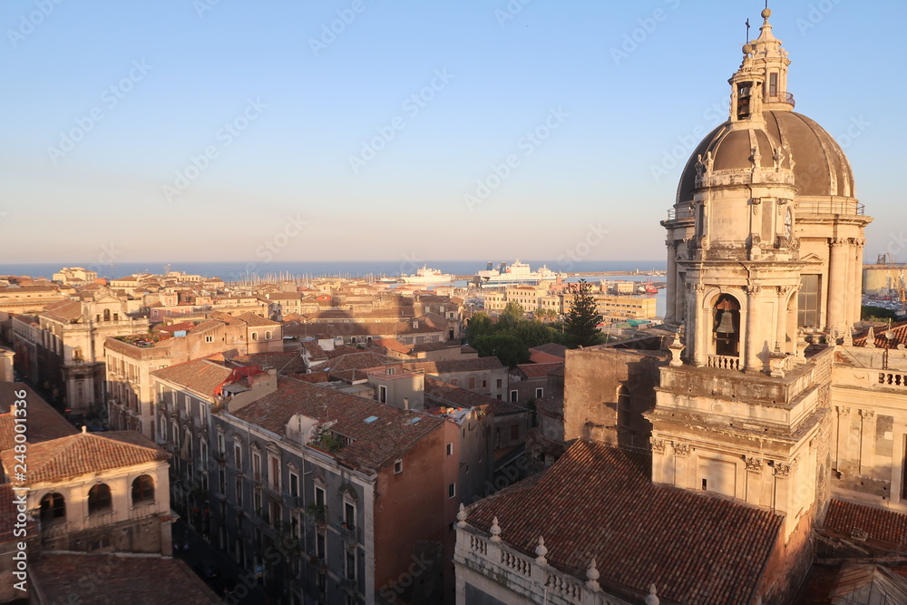 view of the city of catania italy