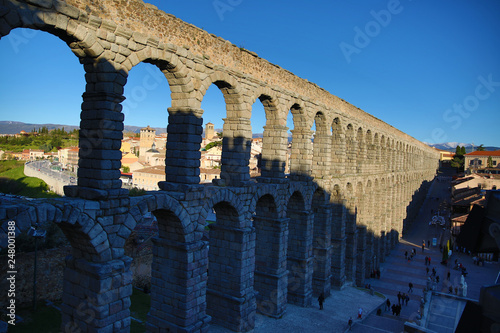 The famous ancient aqueduct in Segovia, Castilla y Leon