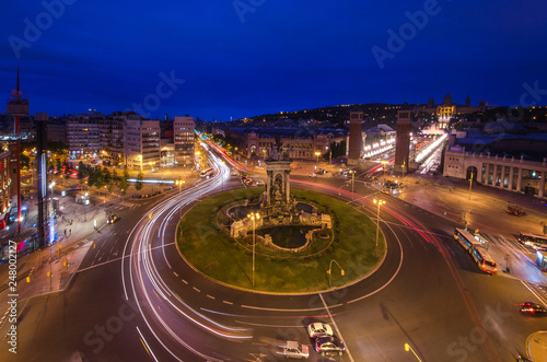 Aerial View on Placa Espanya and Montjuic Hill with National Art Museum of Catalonia, Barcelona, Spain © Mariana Ianovska