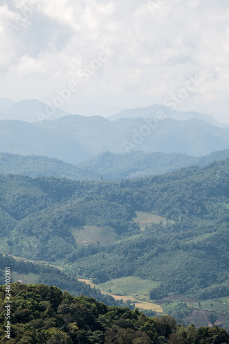 Mountain range with the light mist.