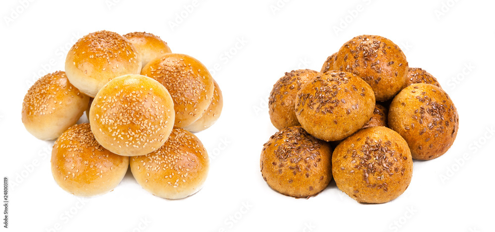 pile of baking with black and white sesame isolated on white pile of baking with black and white sesame isolated on white