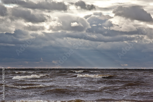 Stormy sea in cloudy weather