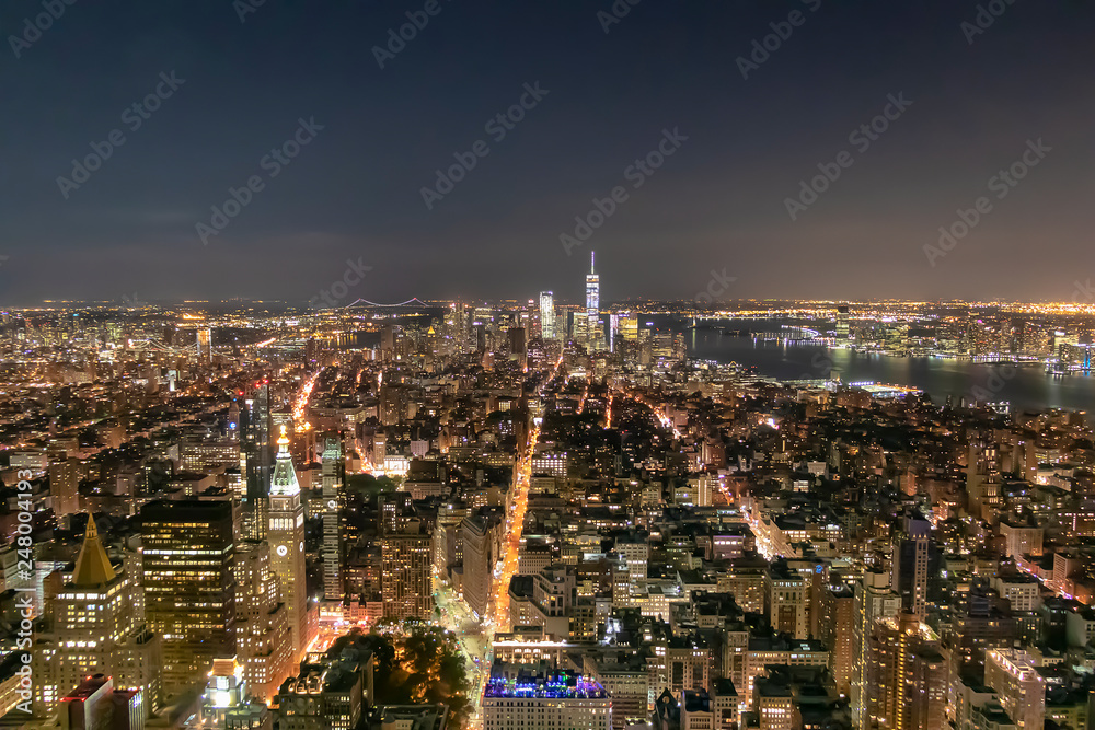 Big Apple after sunset. Manhattan at night, New york city