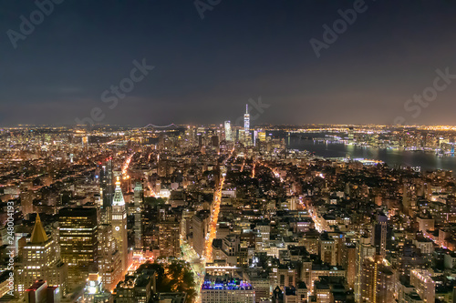 Big Apple after sunset. Manhattan at night  New york city
