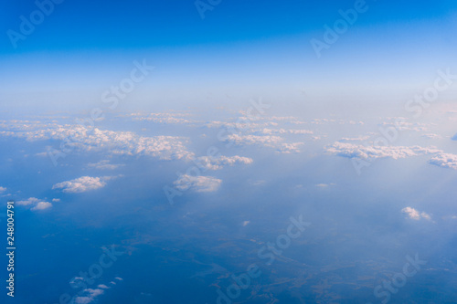 View from airplane window to see sky