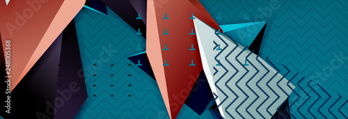 3d triangular shapes geometric background. Origami style pattern with triange shapes for decorative design. Poster design. Line design. Modern presentation template