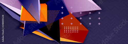 3d triangular shapes geometric background. Origami style pattern with triange shapes for decorative design. Poster design. Line design. Modern presentation template