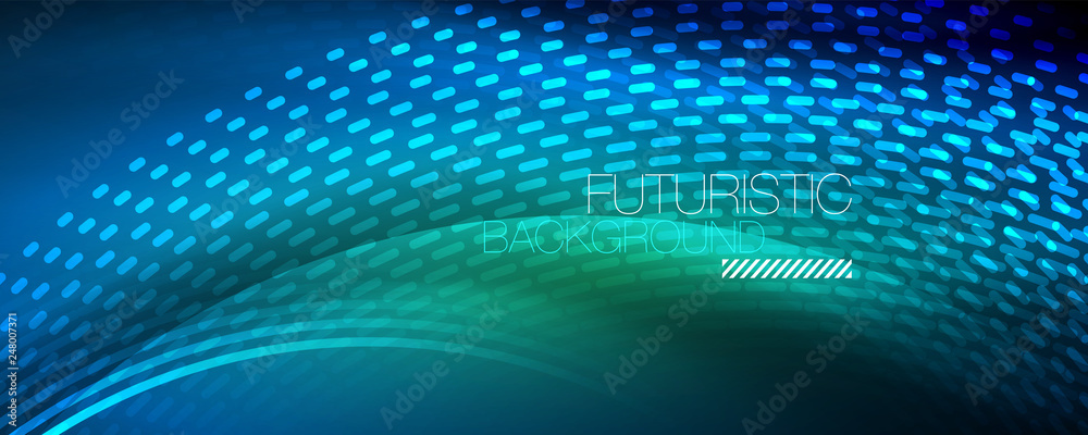 Glowing light particles in dark neon space, magic glow shiny abstract background Glowing light particles in dark neon space, magic glow shiny abstract background