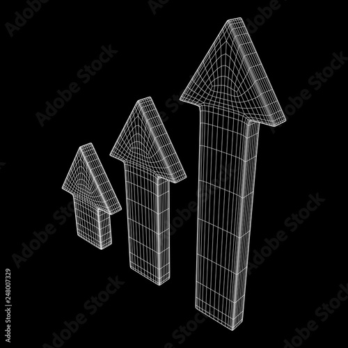 Arrow wireframe low poly mesh vector illustration