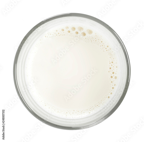 Glass of fresh milk , isolated on white background. Pure milk, soy milk or cow milk, cut out object.