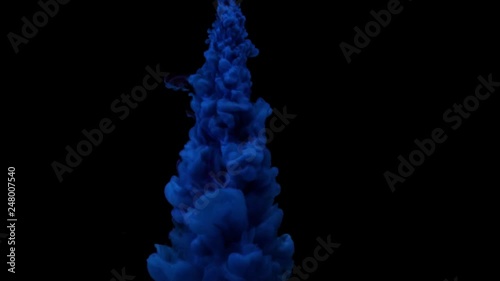 Close-up - Beautiful Rich Blue Ink Flowing Into The Water