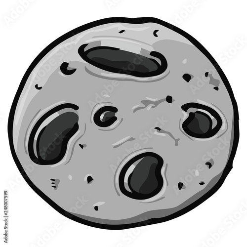 Planet icon. Vector illustration of cartoon planet, moon. Hand drawn planet.