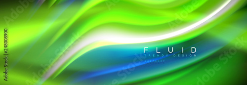 Fluid colors mixing glowing neon wave background, holographic texture