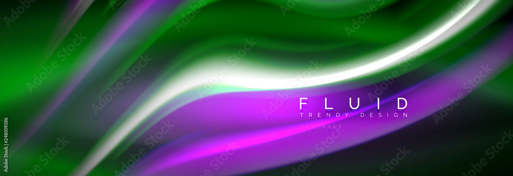 Fluid color neon wave lines background, neon liquid color futuristic paint template Fluid color neon wave lines background, neon liquid color futuristic paint template