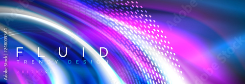 Fluid colors mixing glowing neon wave background, holographic texture