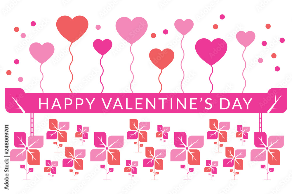 Happy Valentines Day Illustration with heart shape baloon