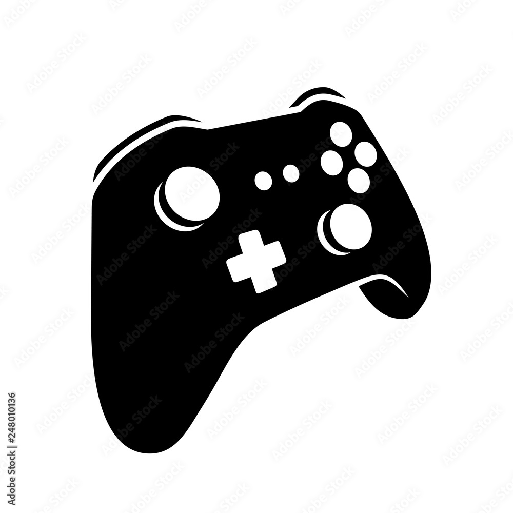 Black gamepad icon isolated on white vector illustration Stock Vector |  Adobe Stock