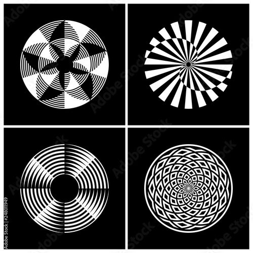 Design elements set. Abstract rotation circle icons.