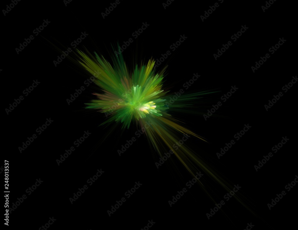 Fototapeta premium green combustion on black background, fractal illustration