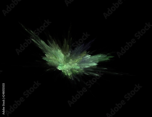 green combustion on black background, fractal illustration