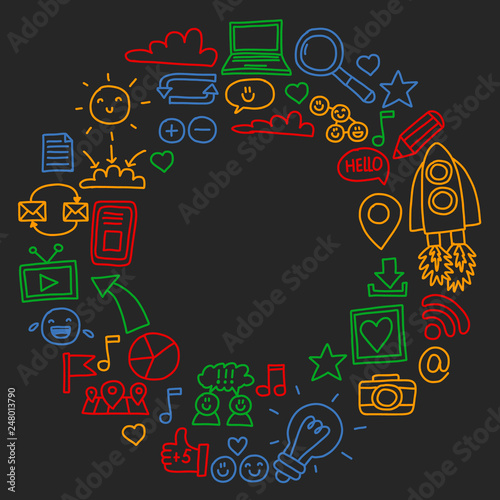 Business and communication. Social media vector illustration.