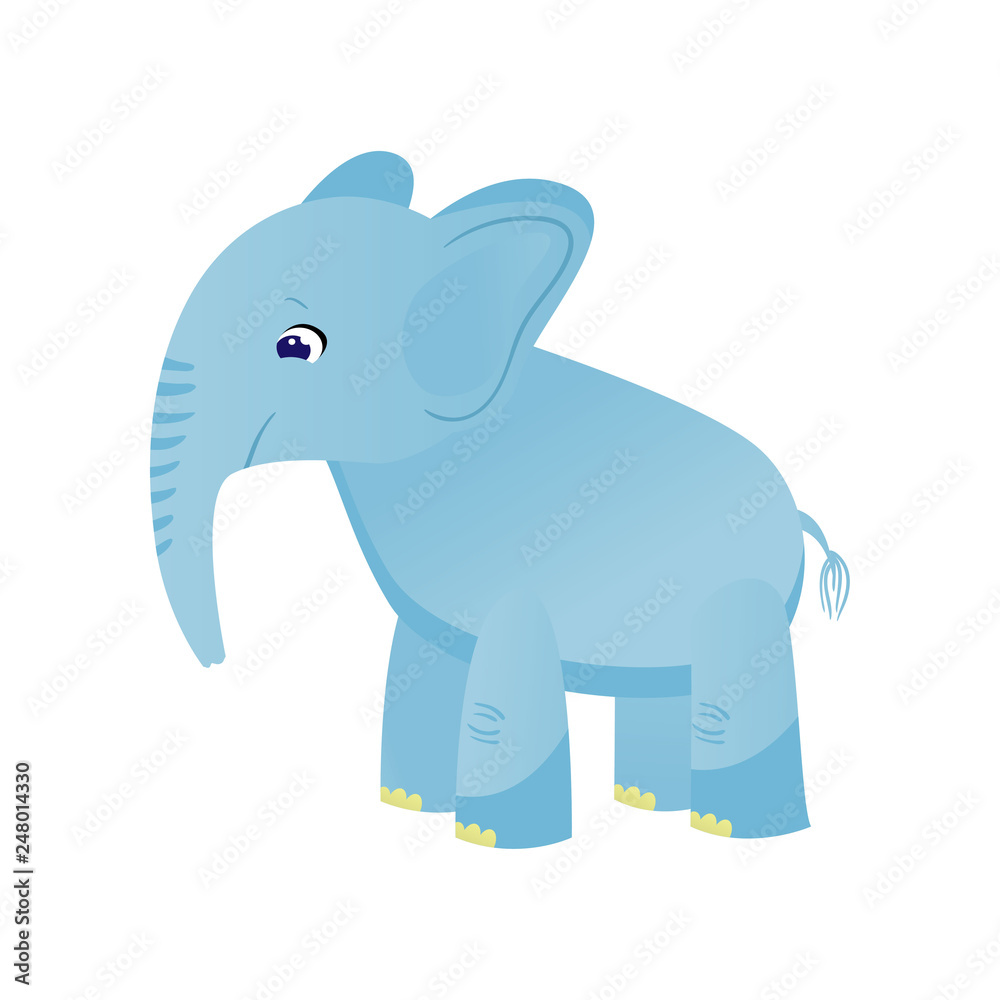 Cute Baby Elephant, Light Blue Lovely Animal Character Vector Illustration Cute Baby Elephant, Light Blue Lovely Animal Character Vector Illustration