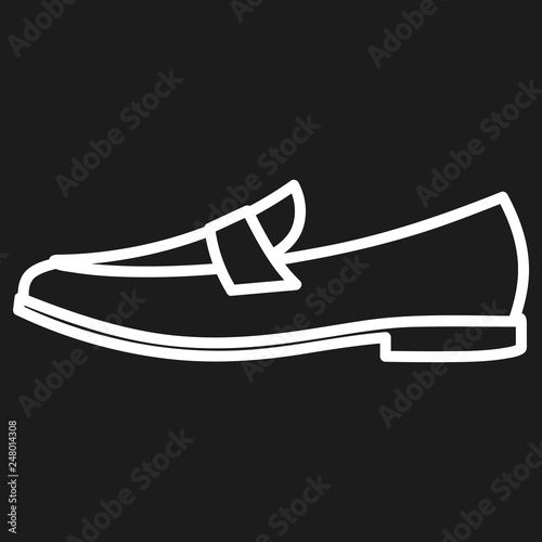 Men's shoe outlined icon in dark background