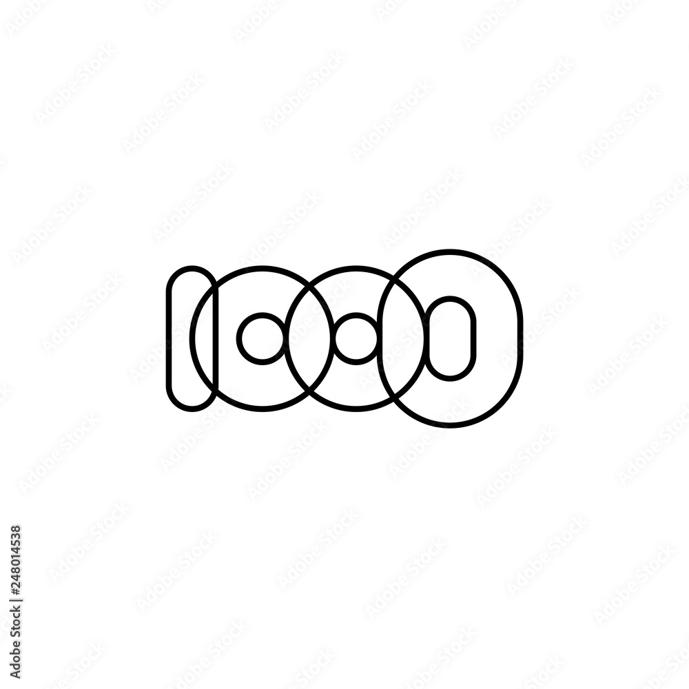 One thousand, mono line. Four rounded figures.