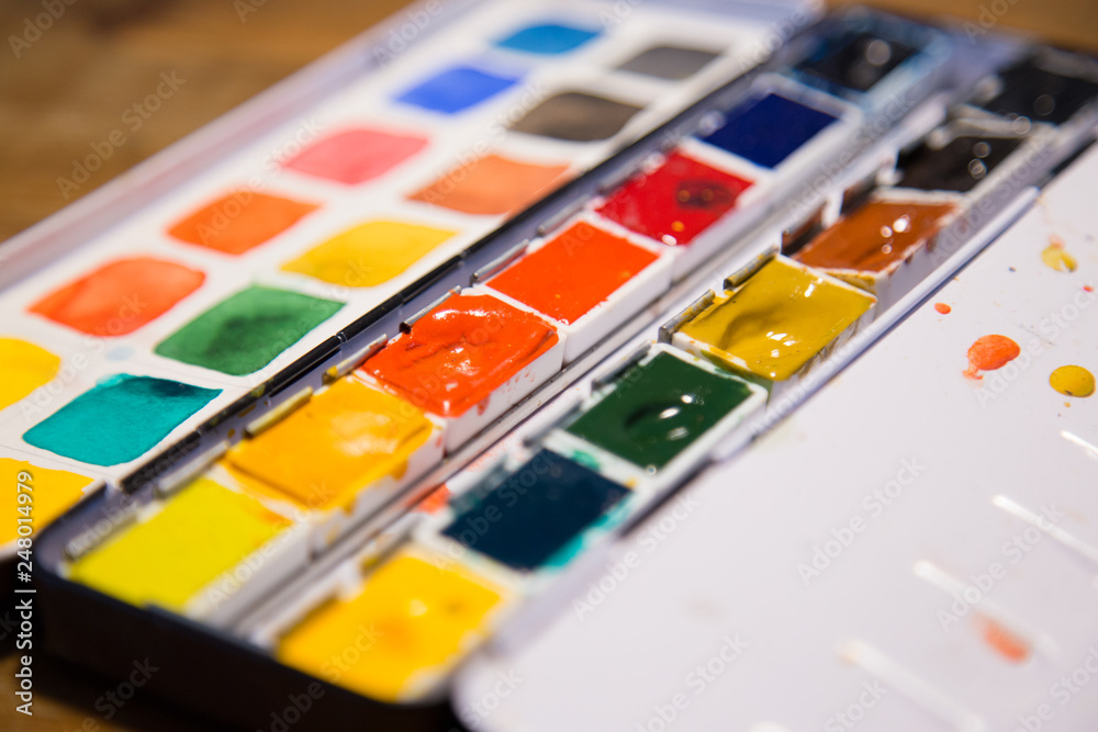 Closeup of paint boxes Closeup of paint boxes