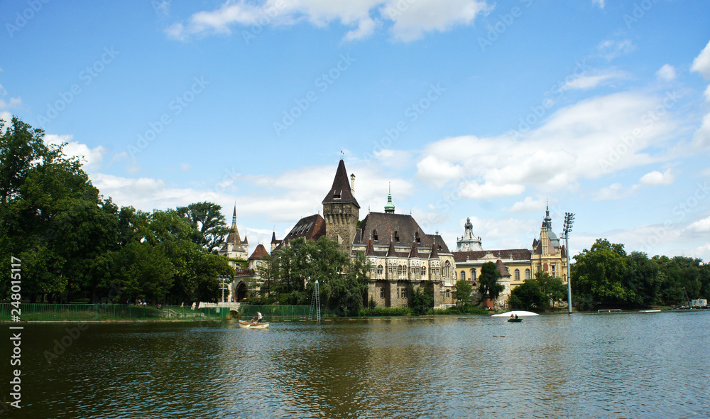 City Park in Budapest and Vajdahunyad castle, beautiful scenic view, Hungary