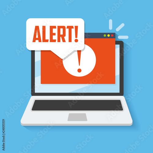Spamming attack. Email fraud alert concept.
